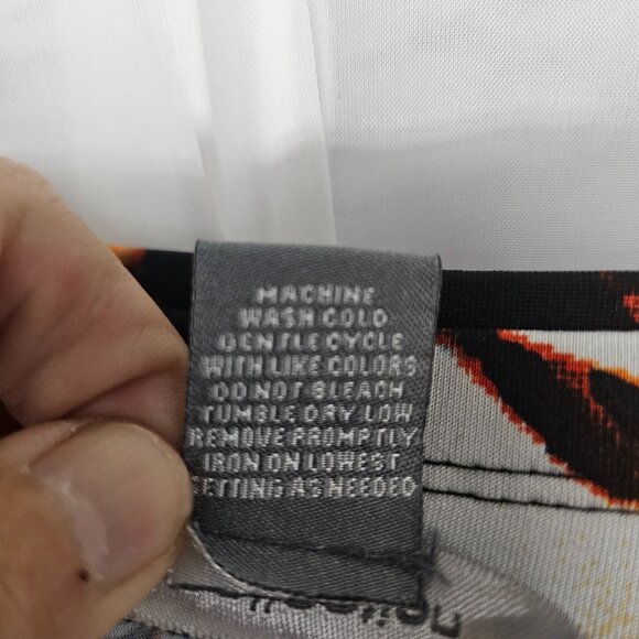 Orange Black Asymmetrical Midi Skirt Boho Western Hippie Festival M - Picture 7 of 8